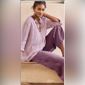 J. Jill PureJill Cropped Wide Leg Pants Dusty Violet Tencel Large Pull On